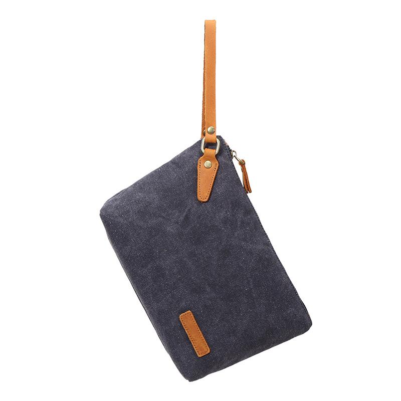 Canvas Men'S Clutch Bag, Retro Clutch Bag, Change Key, Portable Storage Bag, Small Bag.