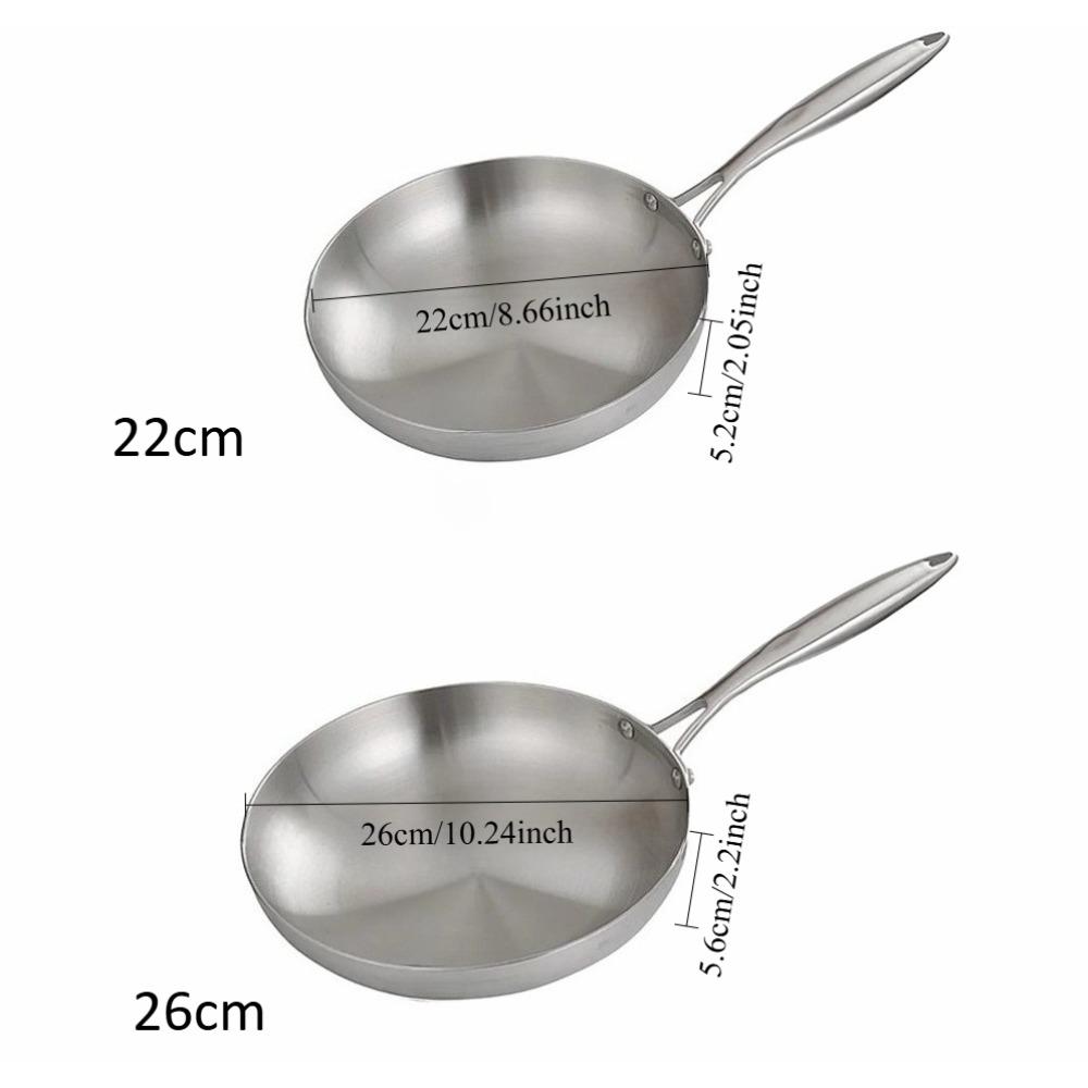 Frying Pan Reusable Nonstick Stainless Steel Frying Pan Dishwasher Oven Safe Suitable for Home Restaurant Cooking Kitchen Tools