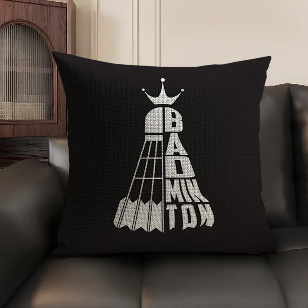 Badminton Sport Cushion Cover Natural Linen Organic Fabric DoubleSided Printing Sofa Home Decor Breathable Environmentally