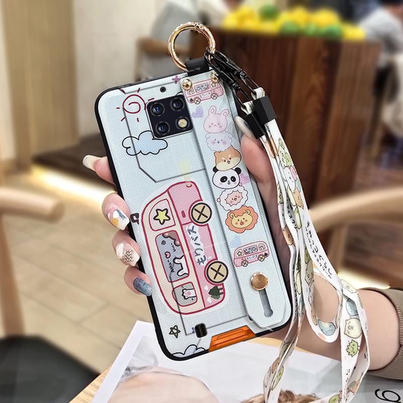 Shockproof Soft case Phone Case For Oukitel WP6 Kickstand Wristband Dirt-resistant Lanyard Silicone Ring Cute Cartoon