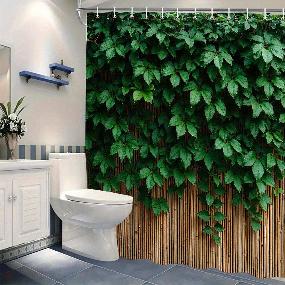Nature's Embrace 3D Shower Curtain - Bamboo & Green Leaves Theme for Bathroom Decor, Adds Freshness and Serenity