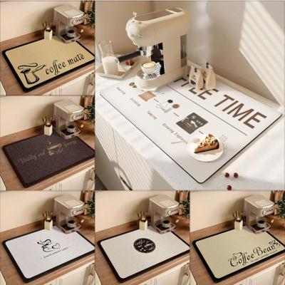 Tapis égouttoir pour machine à café à imprimé Rétro Américain Tapis égouttoir absorbant pour vaisselle de cuisine Set de table Décoration de bureau Tapis isolants