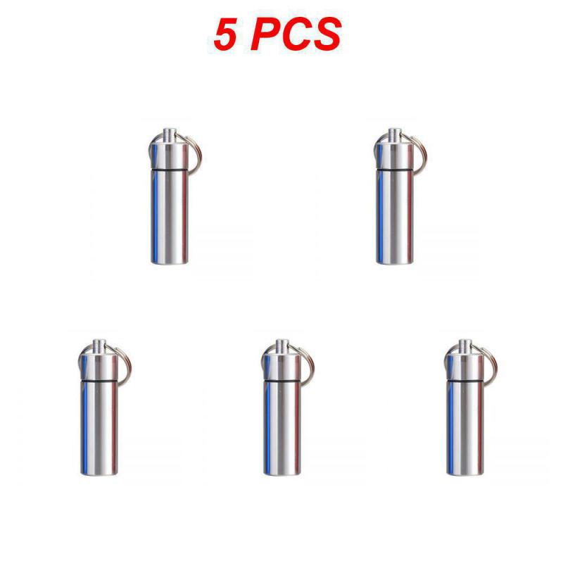 1 ~ 10PCS Aluminium Legierung Tragbare Pille Box Fall Wasserdicht Keychain Hängen Kapsel Flasche Container Reise Notfall