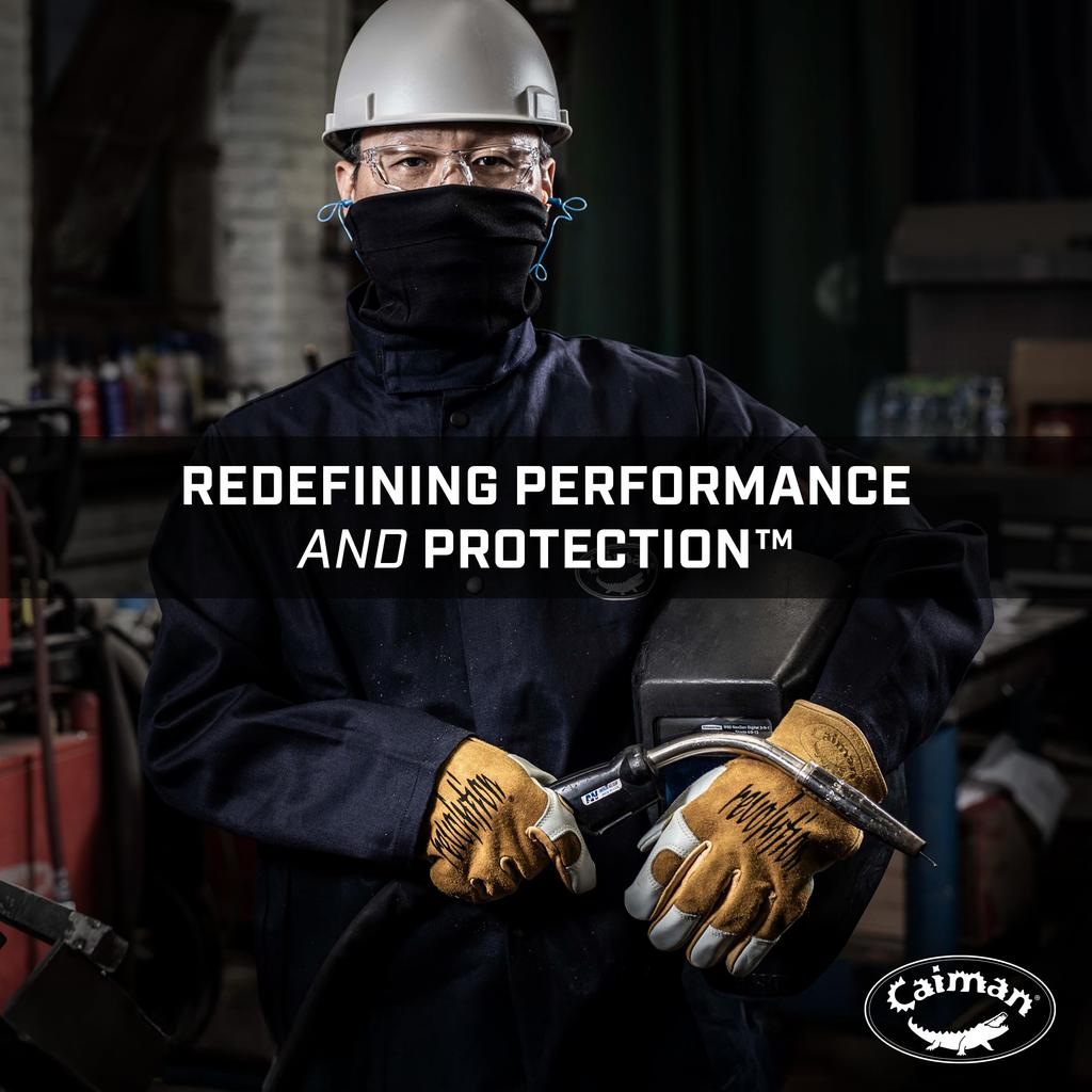 Caiman Revolution Cow Split Linerless MIG Gloves with Short Cuff Grain/Pig Welding/Multi-Purpose (M)