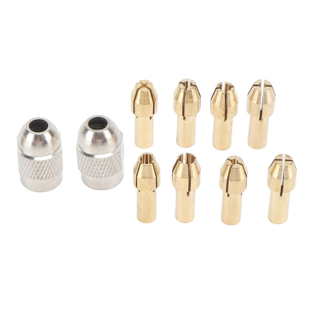 10PCS Drill Chuck Collet Set Brass Electric Drill Keyless Bit Collet Chuck Fast Change Adapter Tool