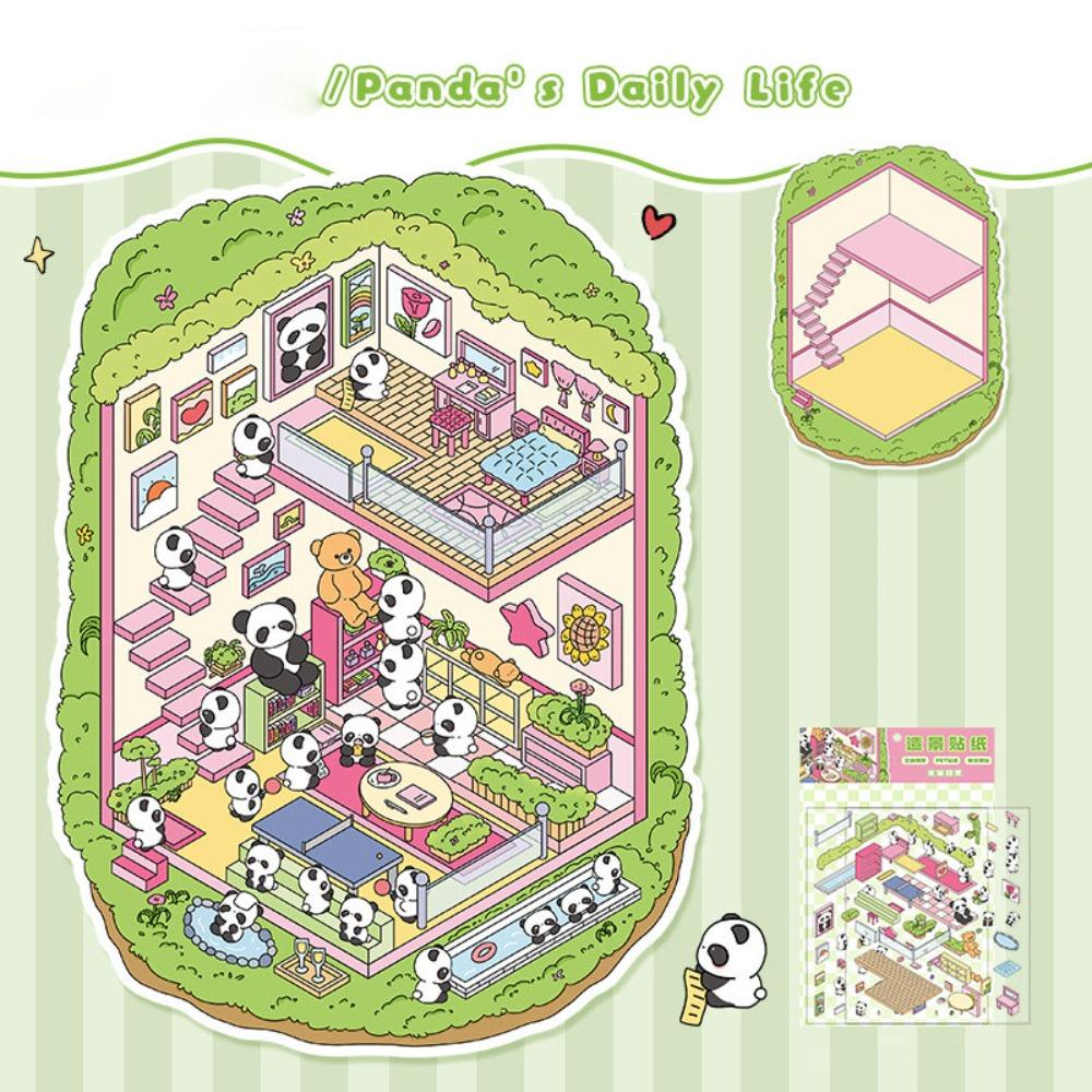 Multi Style Miniature Scene 3D Stickers DIY Visual Stacking Sticker Hand Account Stickers