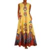 Plus Size?Bohemian Summer Beach Women Sleeveless V Neck Loose Kaftan Maxi Dress