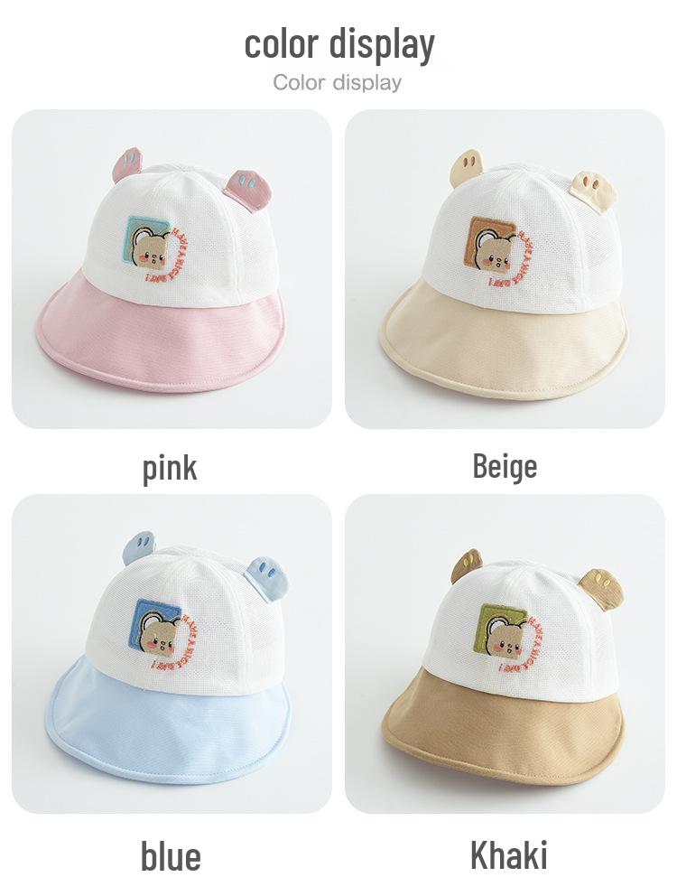 Adorable Cartoon Baby Mesh Sun Hat - Breathable, Windproof, Outdoor Bucket Design
