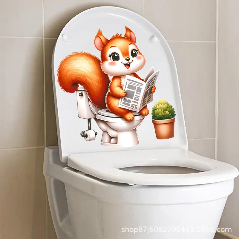 Funny Animal PVC Toilet Seat Stickers Monkey Zebra Giraffe Decals Waterproof Bathroom Wall Door Decor Creative Removable Decals