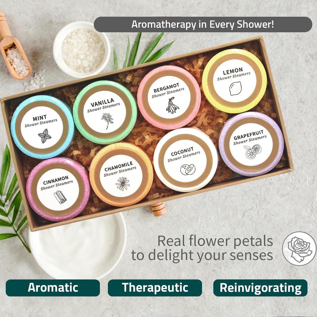 Esclusiva transfrontaliera: Palline di Sali da Bagno Aromatici con Oli Essenziali e Fiori Secchi - 30g, Scatola Regalo da 8 Pezzi