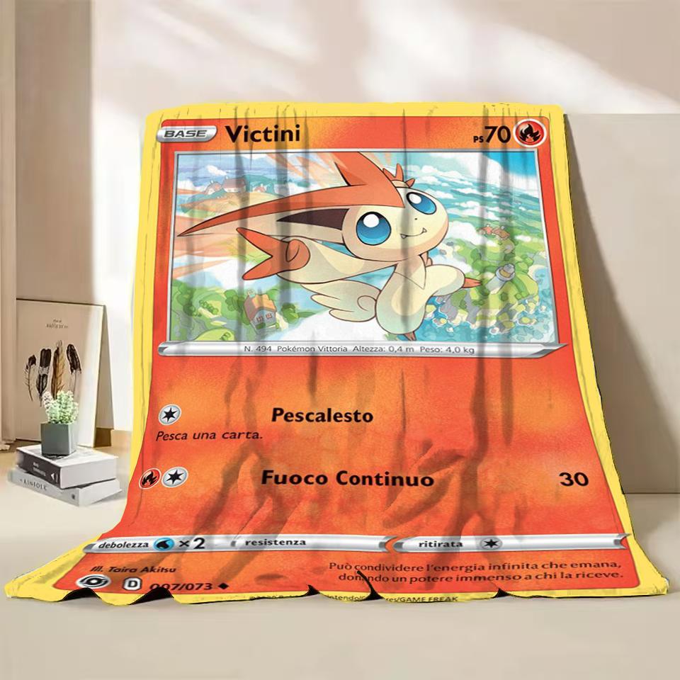 Pokémon Kaart Karakter Cartoon Flanellen Plaid Deken voor Slaapkamer Bed Bank Lunchpauze Picknick Reisdekens Kinderen Zachte Cadeaus