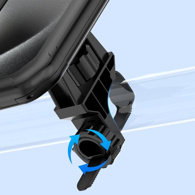 Phone Mount Waterproof, Motorcycle Phone Mount Handlebar Mount Base & Touching Screen, 360 Rotation Phone Holder