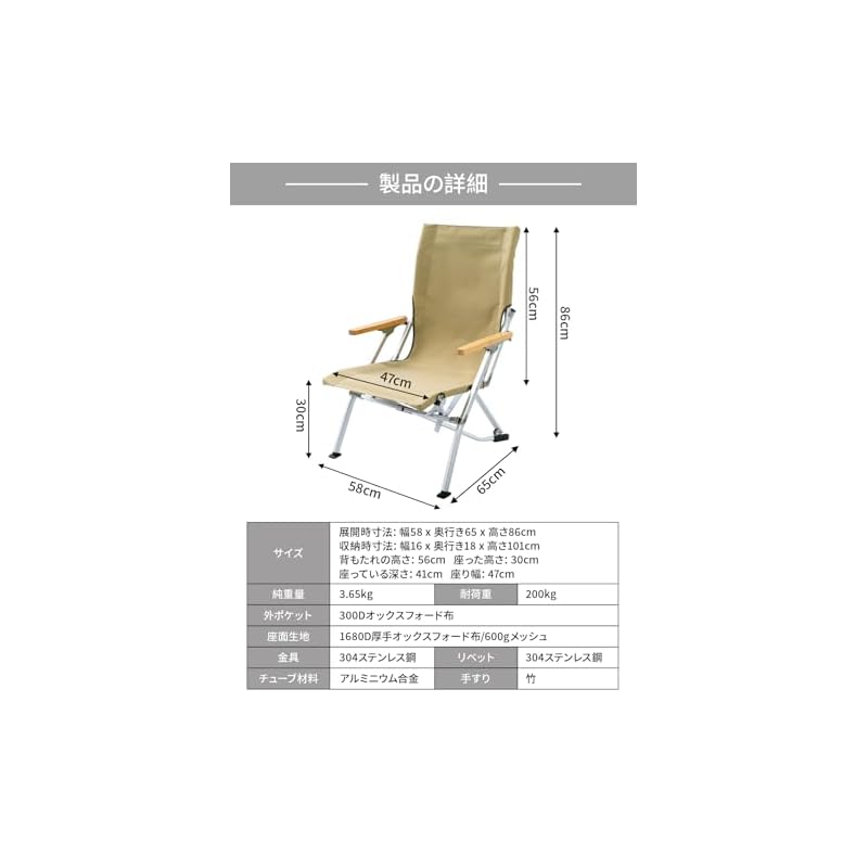AREFFA niedriger Stuhl, Campingstuhl, Outdoor-Stuhl, faltbar, leicht, Aluminiumlegierungsrahmen, 200 kg Tragfähigkeit, 1680D Sitz, kompakte Aufbewahrung