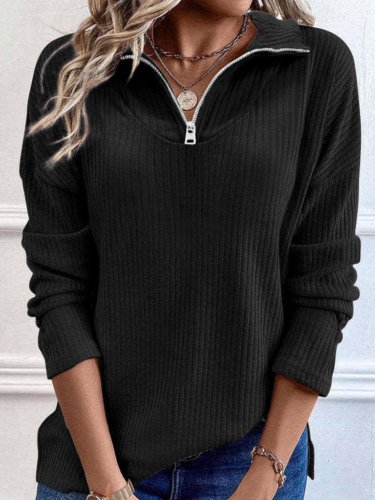 European & American Women's Autumn/Winter Zipper Pullover Knit Sweater Jacket