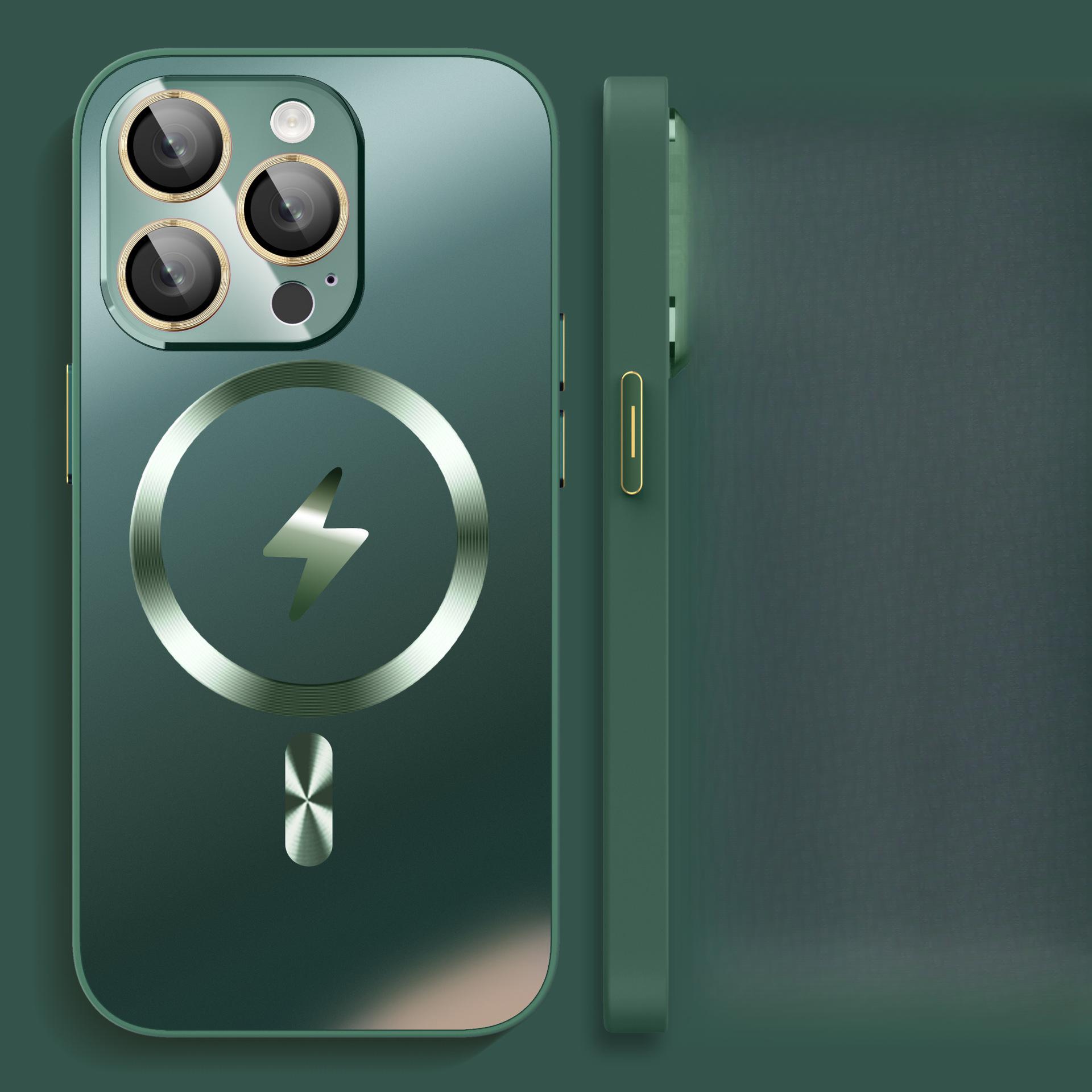 

Подходит для iPhone16Promax, чехол для мобильного телефона, беспроводная зарядка Lightning и магнитная присоска, чехол Apple 15 с полным набором защитных матовых чехлов AG iPhone11