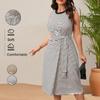 European & American Women's High-Waisted Striped Dress - Elegant Spring/Summer 2025 Collection