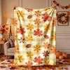 [2D FLAT PRINTING] 1pc Autumn Maple Leaf Plaid Theme Fleece Blanket - Large Size, Soft, Lightweight And Warm, Suitable for All Seasons - Perfect for B