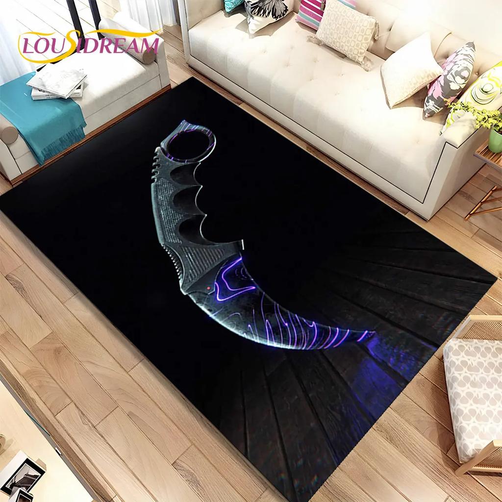 CS,knife,Swiss Knife Sword Games Area Rug,Carpet Rug for Home Living Room Children Bedroom Sofa Doormat Decor,Non-slip Floor Mat