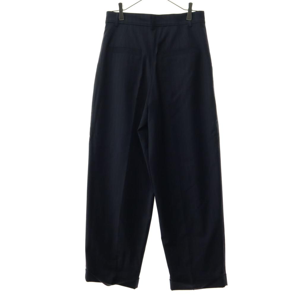 Pantalon en laine PLST à rayures, plis sur le devant, M, bleu marine, pour femme, d'occasion