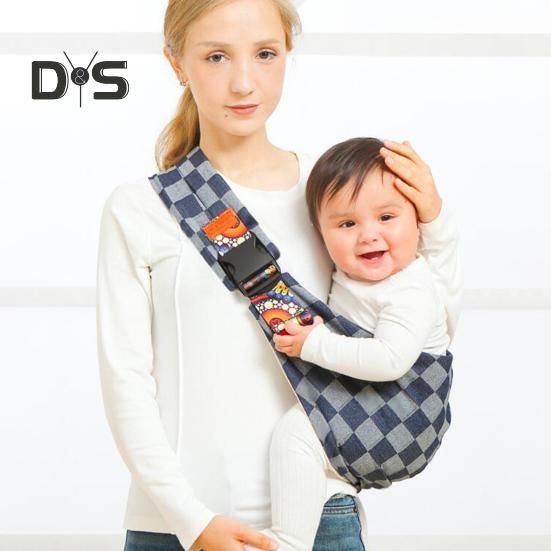 Baby Sling Carrier Great Load Bearing Adjustable Length Wide Strap Less Pressure On Shoulder Breathable Fabric Plaid Print Outdoor Walking 0-36