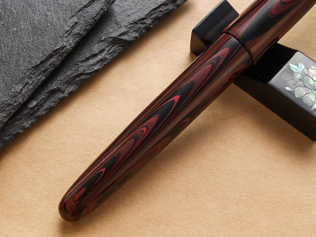 WANCHER DREAM PEN True Ebonite Marble Red Cigar Shape Fountain Pen Fine (F Nib)