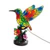 Handmade Stained Glass Bird Night Light, Hummingbird Floral Table Lamp, Vintage Resin Decorative Bedside Lamp for Bedroom, Living Room, Nursery
