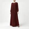Women's Elegant Black Ice Silk Long Sleeve Pleated Dress
