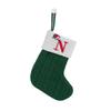 1 Stück Monogramm Gestrickte Socken Grün A-Z Buchstabe Hängende Weihnachtsstrümpfe Kamin Weihnachtsbaum Hängend Party Dekoration