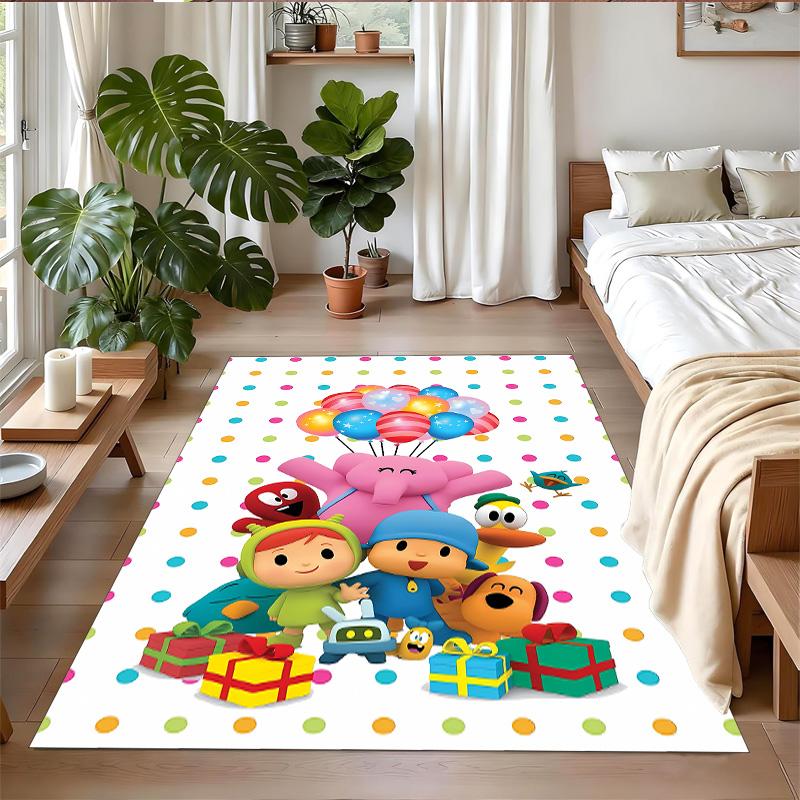 Alfombra de Piso de Terciopelo de Cristal Antideslizante, Alfombra con Diseño de Pocoyó para Decoración de Interiores, Sala de Estar, Dormitorio, Hogar
