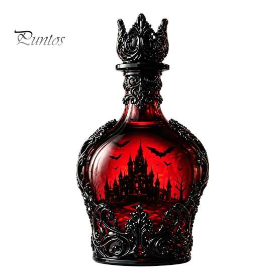 Verdickte Whiskeyflasche 1200ML Halloween Fledermaus Schloss Flasche, 320ML Vintage Gotischer Glas Wein Likör Halter Becher, Dekorative Karaffe Flachmann für