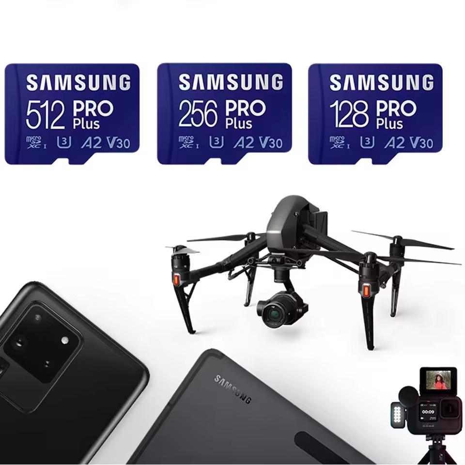 Samsung 128GB PRO Plus microSD Memory Card 256GB microSDXC,512GB Up To 180 MB/s,Full HD & 4K,UHS I,C10,U3,V30,A2,for Phones GoPRO and DJI Drone Camera