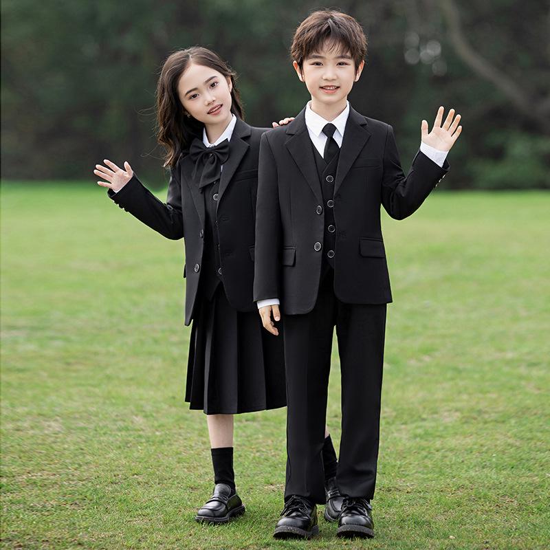 Academy Style School Uniform Set for Boys and Girls - Black Suit Graduation Attire