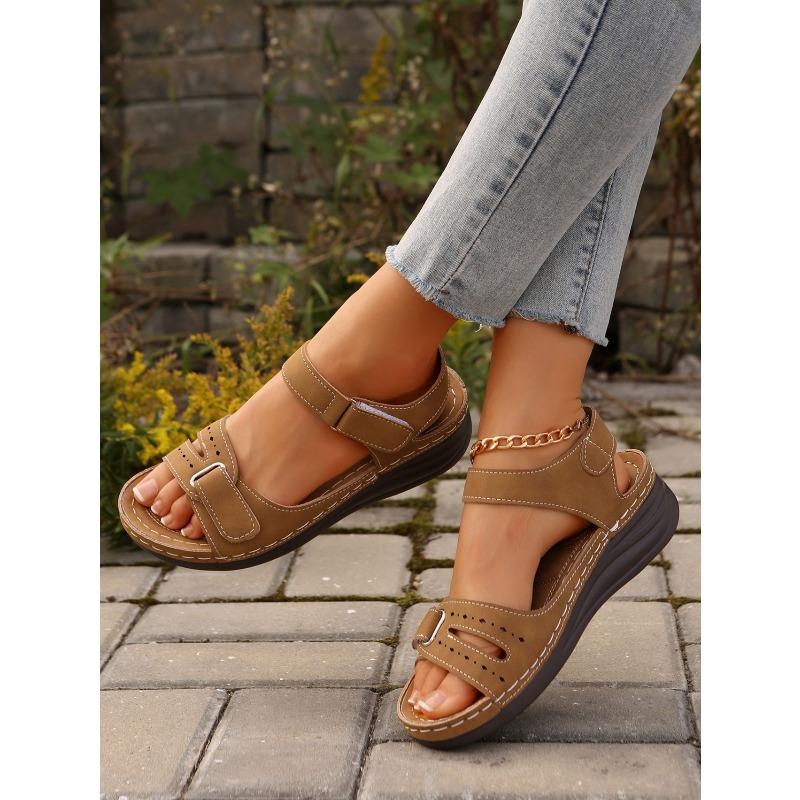 Women's Plus Size Roman Sandals Velcro Fish-Mouth Casual Outdoor Shoes