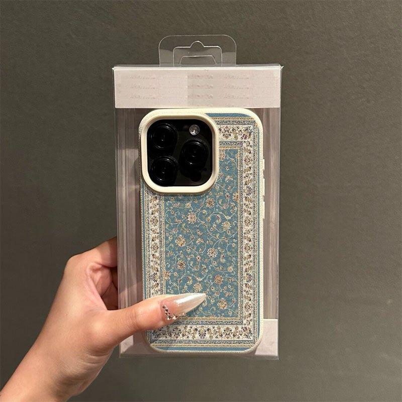 A Carpet-Patterned Litchi-Textured Phone Case, Suitable for iPhone 17, 16, 15, Plus, Pro, Max Series Phones — Can Be Used As a Gift