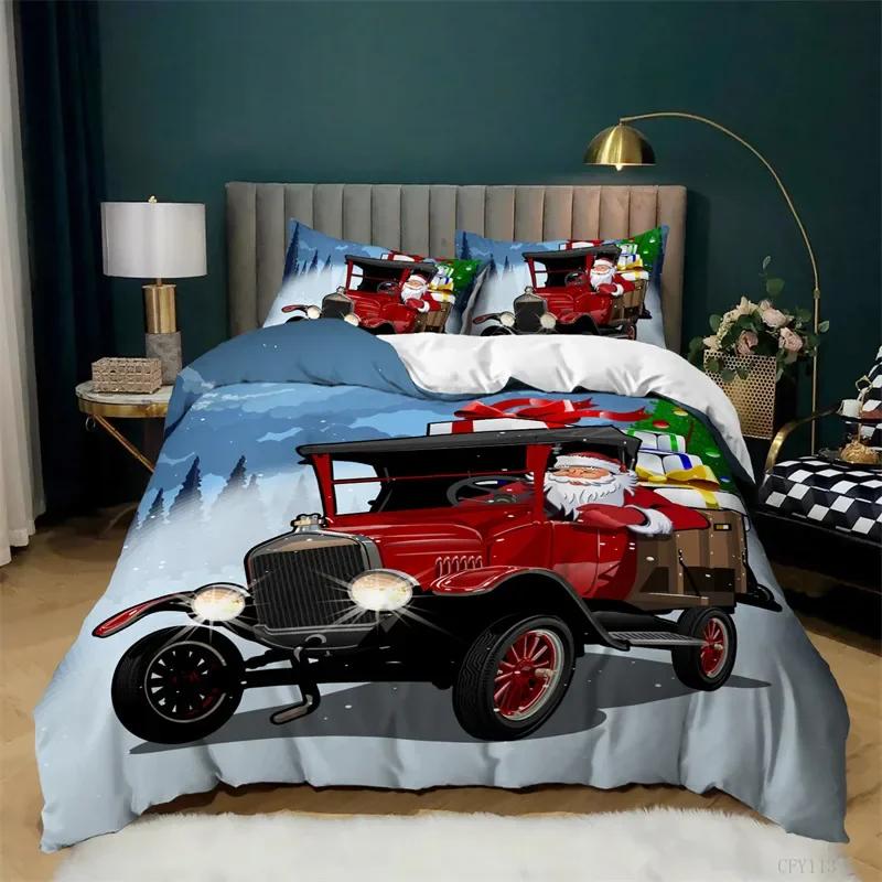 Jul Ren Påslakan Jultomten Sängkläder Set Full Queen För Pojkar Flickor Gåvor Mikrofiber Täcköverdrag Med Örngott