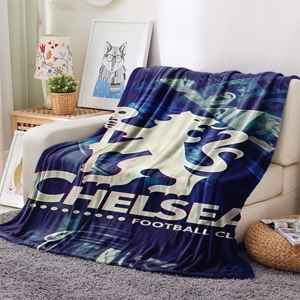 Chelsea FC Football Print FlAannel Blanket, High Quality Comfortable for All Seasons, Home Decor, Warmth and Comfort