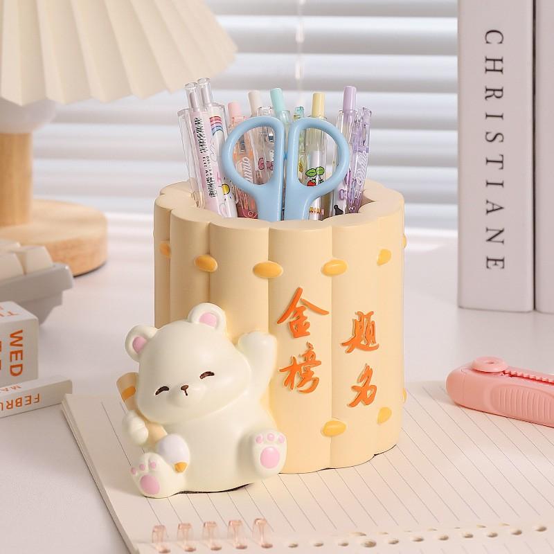 Funny Shark B Pen Holder Premium Resin Desk Organizer Cute Animal Decor Students Kids Gift