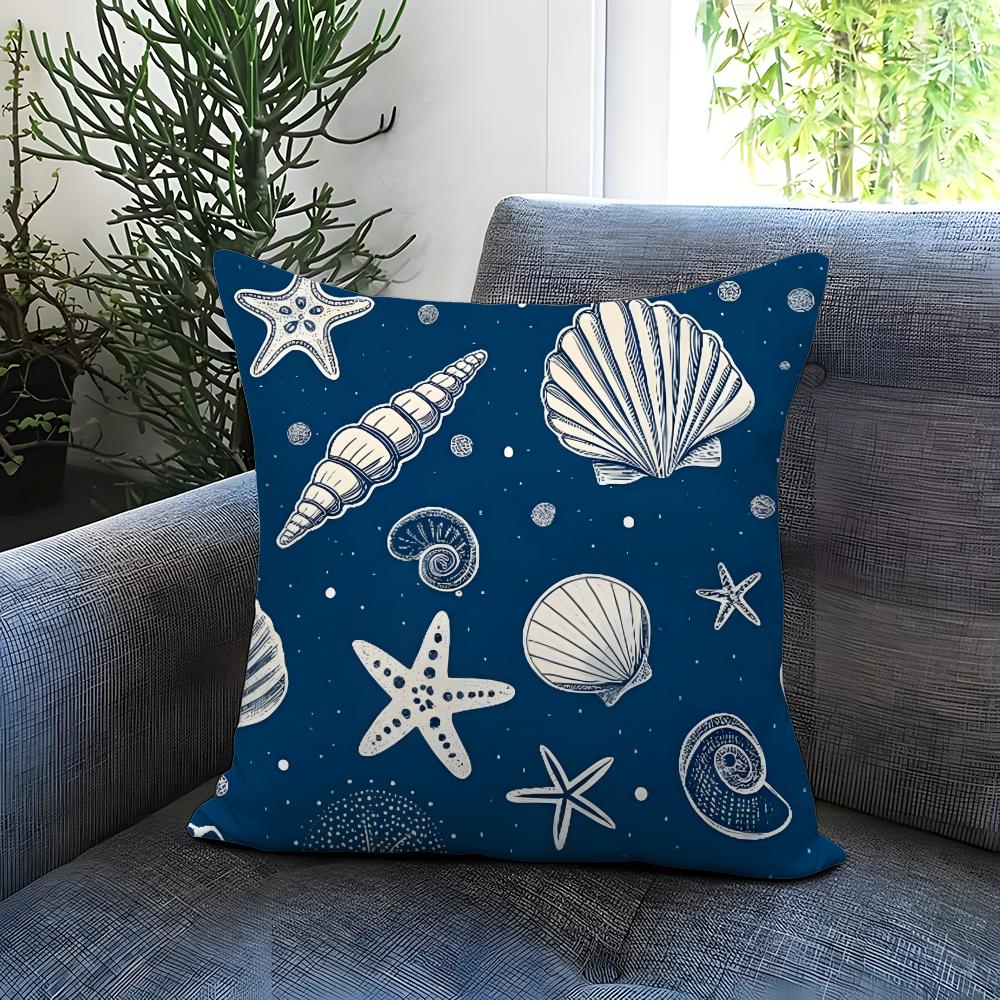 Light blue ocean ripple Cushion Cover Comfortable Reversible Pillow Cover Ideal for Car Sofa Bedroom  Beyond