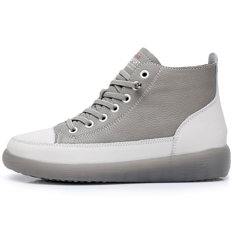 Fashion New Women Genuine Leather Sneakers Spring High-top Casual Shoes Autumn First Layer Cowhide Ladies High Top Vulcanized Shoes