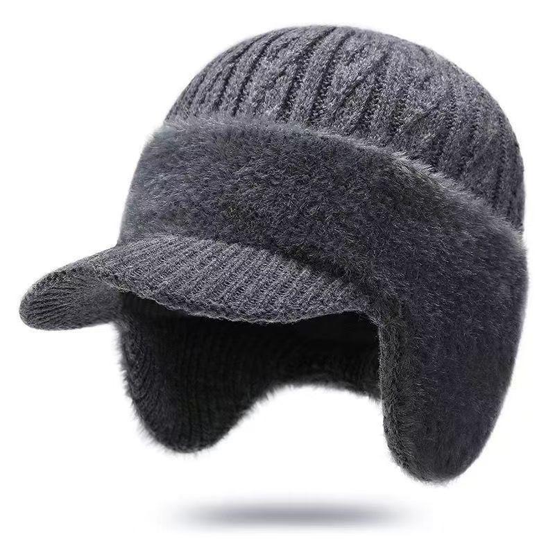Winter Knitted Hat Outdoor Cycling Ear Protection Windproof Warmth Peaked Cap for Men Women Motorcycle Ear Cover Baseball Cap