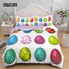 Easter Egg Duvet Cover Set Cartoon Cute Egg Bedding Set Happy Easter Theme Comforter Cover for Kids Teens Microfiber Bedclothes