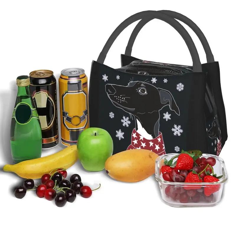 Niedliche Winter Whippet Wiederverwendbare Lunchbox für Frauen Auslaufsicher Lurcher Greyhound Hund Kühler Thermische Lebensmitteleisolierte Lunchtasche