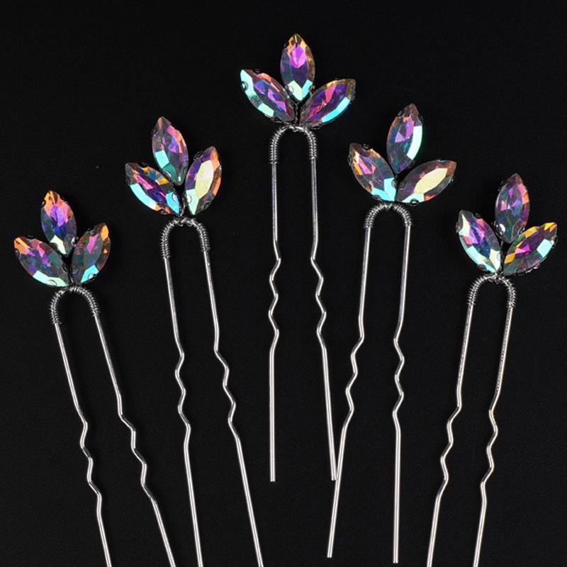 5 Pcs Rhinestones Little Simple Bride Wedding Hair Pins Silver Bridal Hair Piece Wedding Hair Accessories for Women and Girls