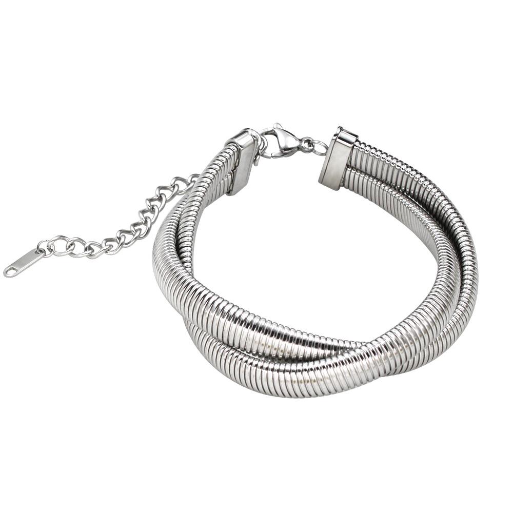 18K Gold Double-Layer Snake Bone Choker  Bracelet Set - European Style 8mm Exaggerated Design