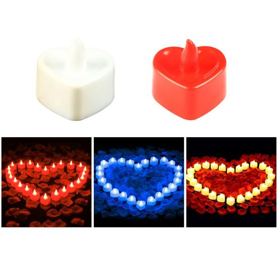 24 de bucăți lumânări LED cu petale de flori artificiale, în formă de inimă romantică, creează o atmosferă pentru decorarea casei Kit de lumină pentru lumânări