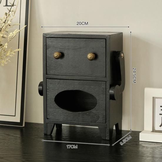Mini úložná skříňka ve tvaru robota Dřevěná šperkovnice Zásuvka a držák na kapesníky Stolní organizér na šperky Kosmetiku Toaletní stolek Kolej Ložnice