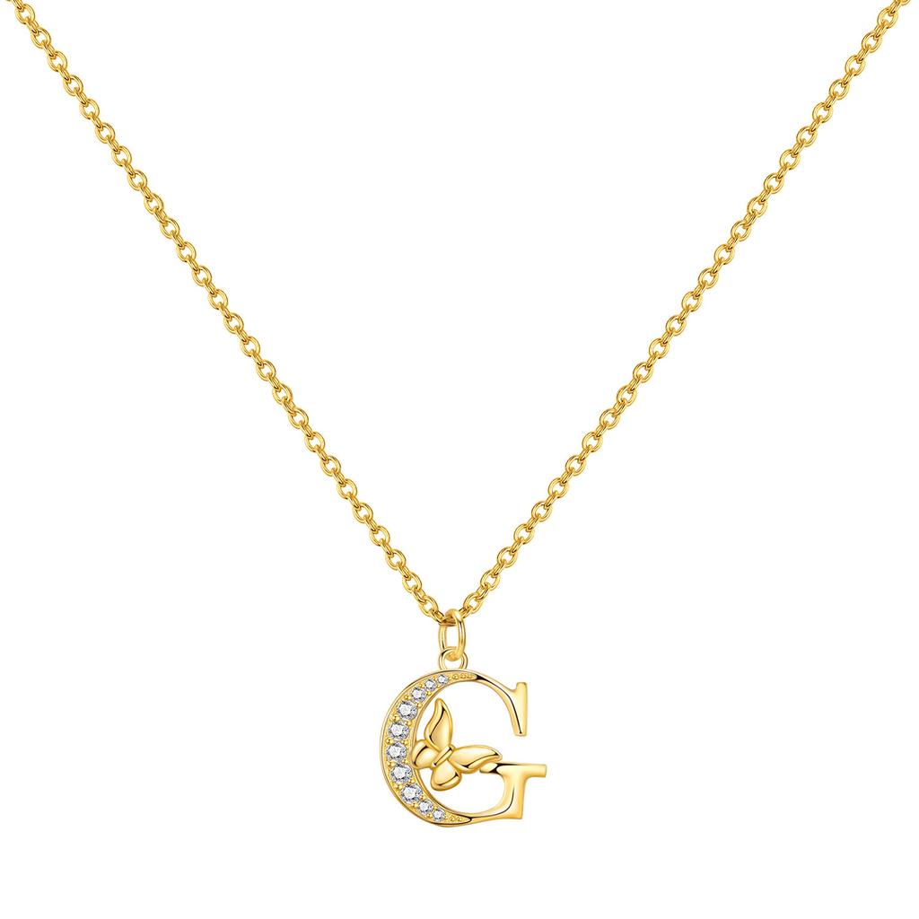 Orstarry 925 Silver Golden A-Z Lucky Letters Necklace Pendant Necklace for Women Birthday Gifts Fashion Fine Jewelry