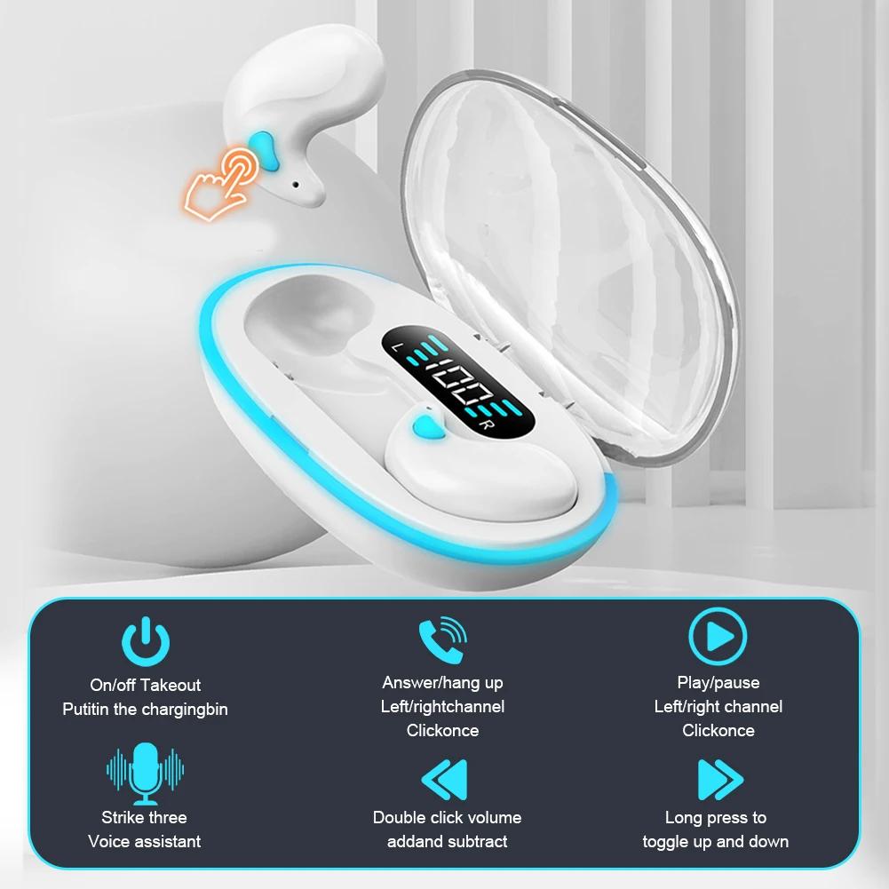 BT 5.3 Wireless Earbuds Noise Cancelling Sense-Free Micro Sleep Earbuds IPX5 Waterproof for Running Fitness Learning Accessories