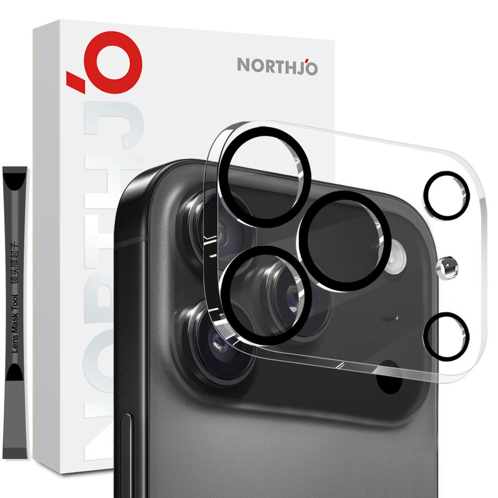 NORTHJO For iPhone 17 Pro Max Black Circles Camera Lens Protector Tempered Glass HD Clear 3D Full Coverage