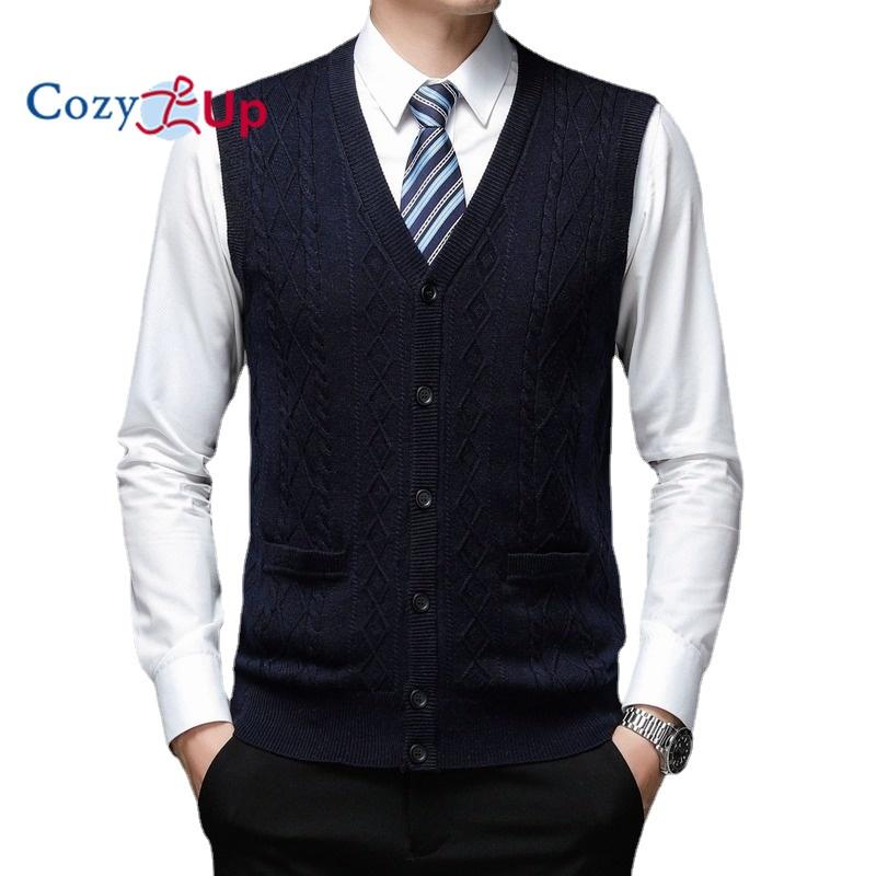 Cozy Up Men's Diamond Check Knit Tank Top Sleeveless Knit Sweater